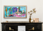 Cat Planet | Oil And Acrylic Painting in Paintings by Jacob von Sternberg Large Abstracts. Item composed of canvas & synthetic