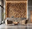 Wooden Cube Panel Tiles | Paneling in Wall Treatments by ZDS. Item made of wood works with boho & contemporary style