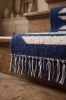 Handwoven Woolen Blue Runner Rug | Rugs by Evergreen Carpets. Item composed of wool in boho or minimalism style