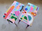 Hand Painted Retro Design Furniture,Colorful Resin Art Table | Coffee Table in Tables by Epoxy Coffee Table Shop. Item made of wood works with boho & mid century modern style