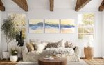 Beckoning Basin (triptych) | Oil And Acrylic Painting in Paintings by Jan Sullivan Fowler | B. David Levine in Los Angeles. Item made of paper with synthetic