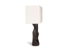 Amorph Loop Table Lamp, Ebony Stained, Ivory Silk Shade | Lamps by Amorph. Item composed of wood and fabric