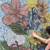 Wall of Flowers - Installation, private residence | Mosaic in Art & Wall Decor by Gila Mosaics Studio. Item composed of glass