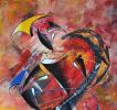 Young entertainer playing pembe Instrument | Oil And Acrylic Painting in Paintings by Mwenye painter | Private Residence in Worcester