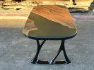 Black Walnut Epoxy Resin Dining Table - Oval Epoxy Table Top | Tables by Tinella Wood. Item composed of walnut in minimalism or coastal style