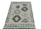 Modern Kilim rug in White, Blue & Black Geometric Pattern | Area Rug in Rugs by Rug and Kilim