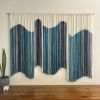 AURORA TEAL Blues Flowing Custom Textile Wall Hanging | Tapestry in Wall Hangings by Wallflowers Hanging Art. Item made of oak wood with wool works with mid century modern & contemporary style