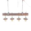 Telegraph Pole Crossarm Beam Chandelier Insulator Metal Hood | Chandeliers by RailroadWare Lighting Hardware & Gifts. Item composed of wood and metal in country & farmhouse or eclectic & maximalism style