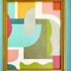 Colorful Minimalist Geometric Painting in Vintage Frame | Oil And Acrylic Painting in Paintings by Suzanne Nicoll Studio. Item composed of wood compatible with minimalism and contemporary style
