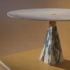 "Libra" centerpiece in gray, yellow and white marble | Serving Stand in Serveware by Carcino Design. Item composed of marble in minimalism or contemporary style