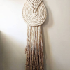 "Lyric" with accent knob, Macrame Textile Fiber art, fringe | Macrame Wall Hanging by Candice Luter Art & Interiors