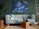 Sunrise Through Fog - blue abstract painting | Oil And Acrylic Painting in Paintings by Brandy M. Patterson. Item made of canvas works with eclectic & maximalism & coastal style