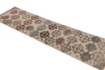 Vintage Turkish Runner Rug in Beige-Cream with Floral | Area Rug in Rugs by Rug and Kilim