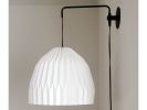 Industrial sconce with pleated dome lampshade, | Sconces by Studio Pleat. Item composed of metal & paper compatible with mid century modern and contemporary style