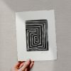 Labyrinth, Linocut, Ink on paper | Prints by Llinella. Item composed of paper compatible with minimalism and contemporary style