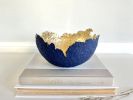 Navy and Gold Eggshell Bowl Paper Mache Material | Decorative Bowl in Decorative Objects by TM Olson Collection. Item composed of paper compatible with contemporary and eclectic & maximalism style