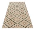 Vintage Turkish Rug in Cream with All-Over Diamond Medallion | Area Rug in Rugs by Rug and Kilim