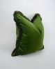 Green velvet fringe pillow cushion cover | Pillows by velvet + linen. Item composed of cotton