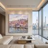 Porto Portugal Heavy Impasto Oil Linen Painting | Oil And Acrylic Painting in Paintings by Dynasty Artisan. Item made of linen compatible with mid century modern and contemporary style