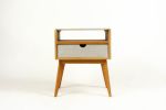 AbySlim Fat | Nightstand in Storage by Curly Woods. Item composed of oak wood and concrete in mid century modern style