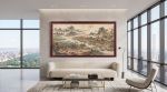 Hand-Painted Silk Art 79" Song Dynasty Tides of Prosperity | Oil And Acrylic Painting in Paintings by Dynasty Artisan. Item made of wood with glass works with contemporary & eclectic & maximalism style