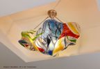 Large Abstract Fused Glass chandelier | Chandeliers by Bonnie Rubinstein Glass Studio | Stonecreek Plaza in Irvine. Item made of glass