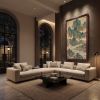Hand-Painted Silk River Mountain Landscape Scroll Wall Art | Oil And Acrylic Painting in Paintings by Dynasty Artisan. Item composed of wood and fabric in contemporary or eclectic & maximalism style