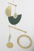 Canopy Mobile in Green and Polished Brass | Sculptures by Circle & Line