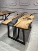 Gray Epoxy Dining Table - Custom Live Edge Epoxy Table | Tables by Tinella Collection. Item made of walnut & metal compatible with contemporary and art deco style