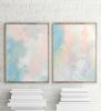 "Abstract Peach Pair" - Set of two Framed Prints on Canvas | Prints by Nicolette Atelier. Item made of canvas