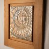 Mayan Sun in White Oak Frame No. 1 | Mosaic in Art & Wall Decor by Clare and Romy Studio. Item composed of ceramic in boho or mid century modern style