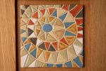 Desert Sun in White Oak Frame - No. 2 | Mosaic in Art & Wall Decor by Clare and Romy Studio. Item composed of oak wood and ceramic in boho or mid century modern style