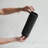 Cylinder Vase in Textured Carbon Black Concrete | Vases & Vessels by Carolyn Powers Designs. Item made of concrete with glass works with minimalism & contemporary style