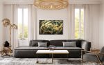 Gold and Black Accent Wall Art | Mixed Media by NAMYOONSOOART. Item made of canvas with synthetic