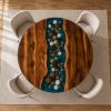 Round Epoxy Dining Table, Resin Wood Coffee Table Top | Tables by Innovative Home Decors. Item composed of wood compatible with country & farmhouse and art deco style