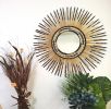 Mirror Decorative Raffia Mirror, , Boho Mirror, | Decorative Objects by Magdyss Boutique. Item composed of wood and glass in boho or contemporary style