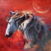 Spirit in Crimson, horse painting on red backround | Oil And Acrylic Painting in Paintings by Tetiana Shendryk