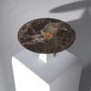 "Libra" centerpiece in white, yellow and brown marble | Serving Stand in Serveware by Carcino Design. Item made of marble compatible with minimalism and contemporary style