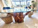 Alligator Juniper Burl Tree Dining Table 42x72 | Tables by Lumberlust Designs. Item composed of wood & glass
