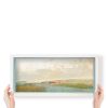 Framed Abstract Landscape in Neutral Colors | Prints by Suzanne Nicoll Studio. Item made of birch wood with paper works with contemporary & coastal style