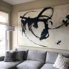 Listen To Your Heart, taupe, black and white abstract art | Oil And Acrylic Painting in Paintings by Lynette Melnyk. Item made of canvas with synthetic