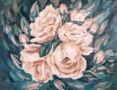 Open rose garden | Oil And Acrylic Painting in Paintings by Lina Vonti. Item composed of canvas