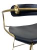 ¨Hug¨Kitchen Bar Stool w/backrest Brass Steel &Natual Leath | Chairs by Jover + Valls. Item composed of steel and leather