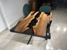 Walnut Wood Table with Black Epoxy | Dining Table in Tables by Gül Natural Furniture. Item made of oak wood works with mid century modern & contemporary style