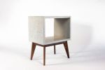 Concrete Cube & Long Solid Wood Legs End Table | Tables by Curly Woods. Item composed of maple wood and concrete in mid century modern or modern style
