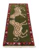 Vintage Gabbeh Persian Runner Rug in Green with Leopard | Area Rug in Rugs by Rug and Kilim