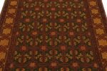 Vintage Mid-Century Geometric Floral Red And Green Wool Rug | Area Rug in Rugs by Rug and Kilim