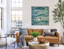 Flow | Mixed Media in Paintings by Nadia Fairlamb Art. Item composed of wood & copper compatible with minimalism and coastal style