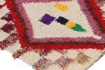 Vintage Moroccan Runner Rug in White with Red Diamond | Area Rug in Rugs by Rug and Kilim