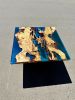Blue Resin Coffee Table - Epoxy End Table, Coffee Table | Tables by Tinella Collection. Item composed of wood & metal compatible with minimalism and contemporary style